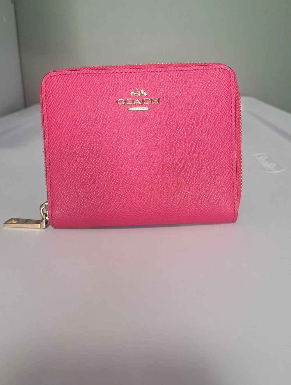 Coach Pebbled Leather Zip Around Wallet Pink NWOT